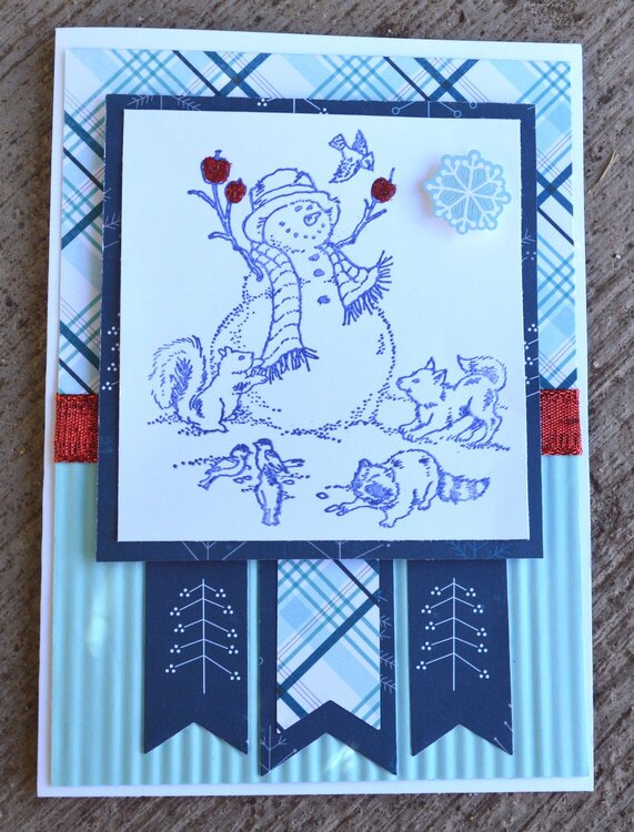 Blue and Red Snowman Card