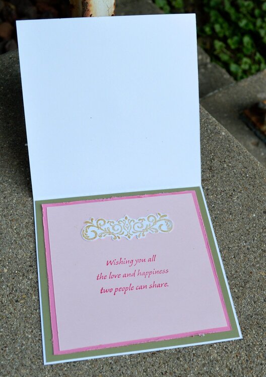 Pink Rose Wedding Card/Box Project - Inside of the Card