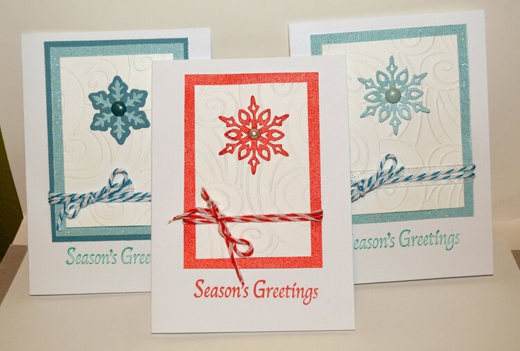 Three Snowflake and Twine Cards