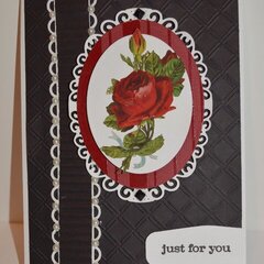 Black and Red Rose Oval Card