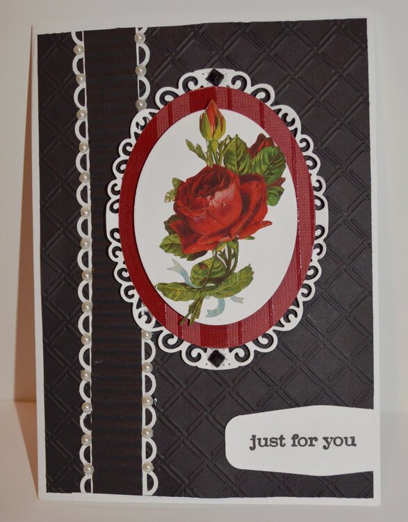 Black and Red Rose Oval Card