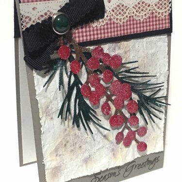 Gingham Pine Bough and Berries Card