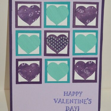Aqua and Purple Boxed Heart Card