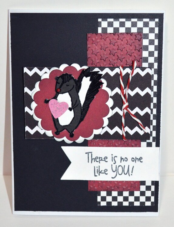 Black and Red Skunk Valentine Card
