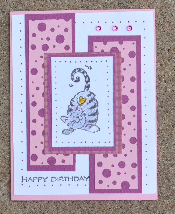 Pink Swiss Cheese Cat Card