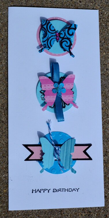 Blue and Pink Butterfly Circles Card