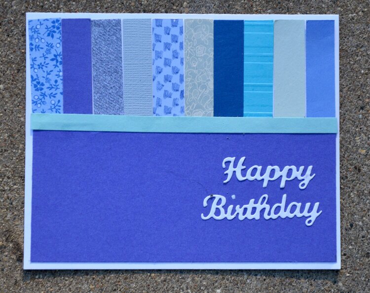 Happy Birthday Blue Strips Card