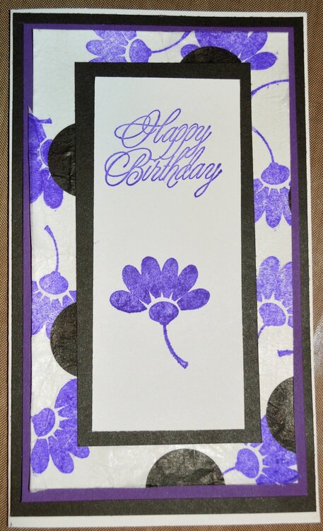 Purple flowers Happy Birthday Silk Card