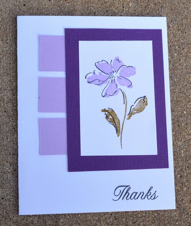 Purple Stamped Flower Thanks Card