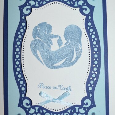 Blue Mother and Child Christmas Card
