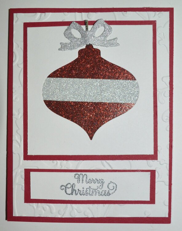 Red and Silver Christmas Ornament Card