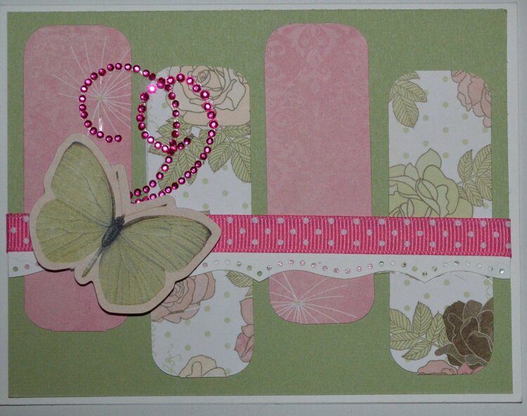 Green and Pink Butterfly Card