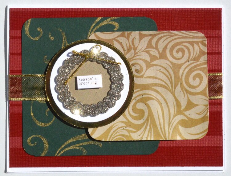 Flourished Christmas Card with Gold Wreath