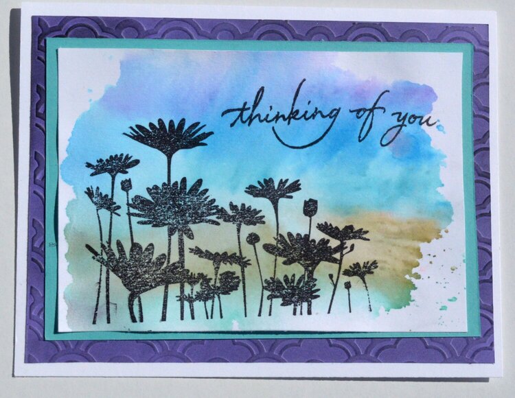 Thinking of You Purple Blue and Green Watercolor Technique