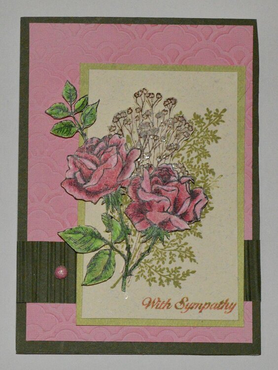Roses and Babies Breath and Ferns Card