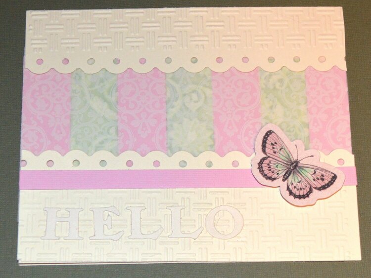 Pink and Green Hello Butterfly Card