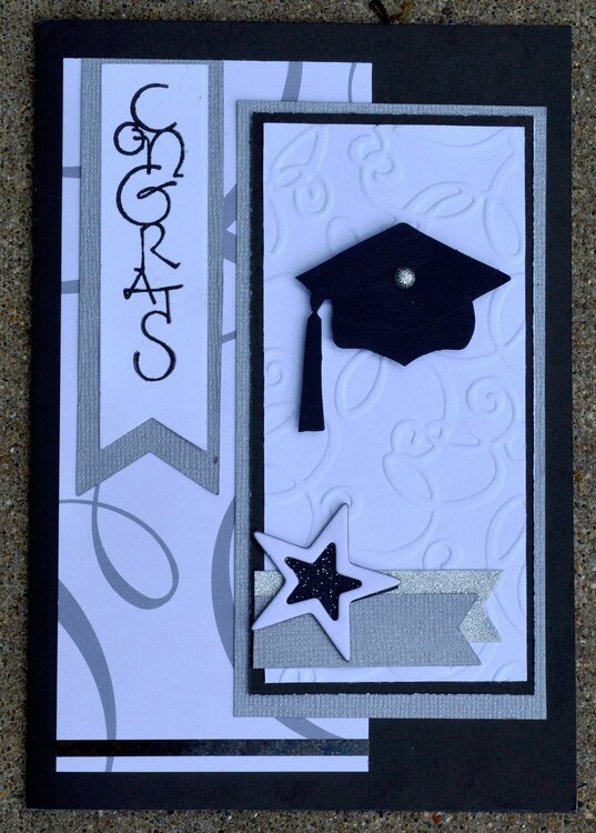 Black, White and Silver Graduation Card