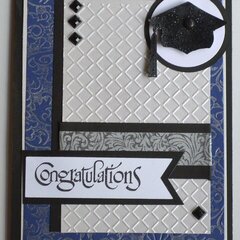 Blue, Silver and Black Graduation Card