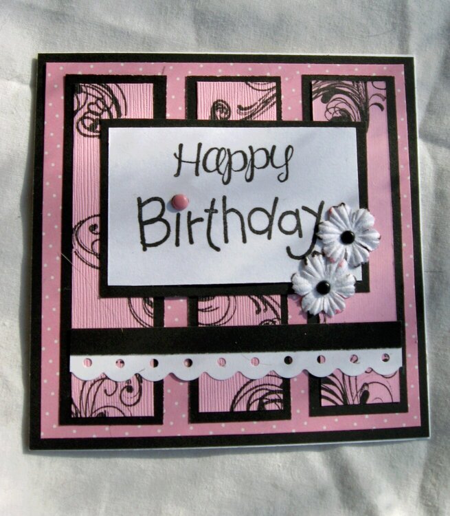 Pink Square Happy Birthday card