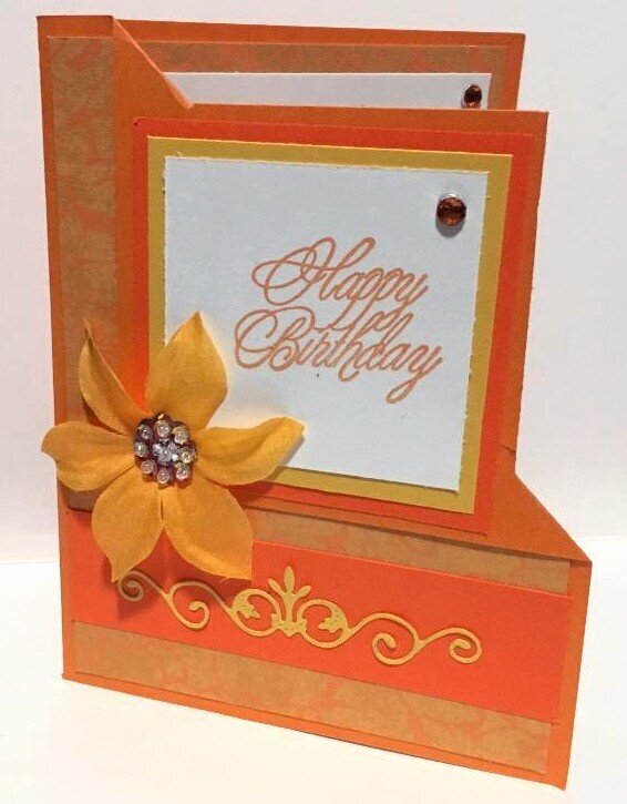 Orange Corner Flip Birthday Card Cover View