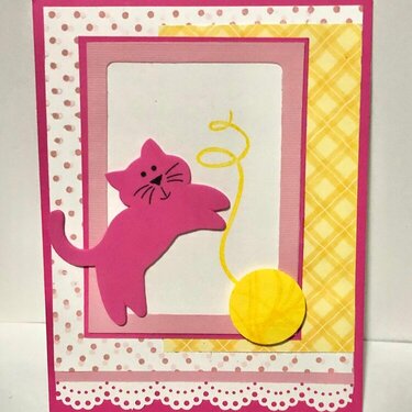 Pink and Yellow Cat Card