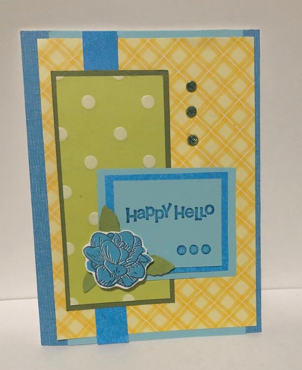 Yellow, Green and Blue Happy Hello Card