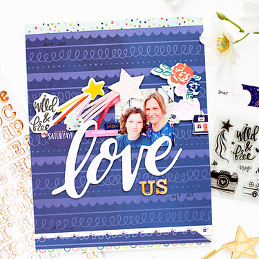 Love Us Layout with Star Gazer Collection by American Crafts