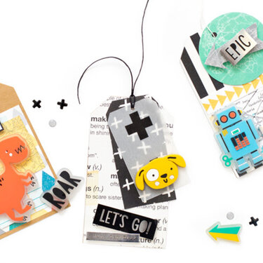 Variety of kid-friendly tags made with the Cool Kid Collection