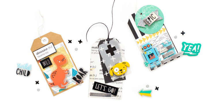 Variety of kid-friendly tags made with the Cool Kid Collection