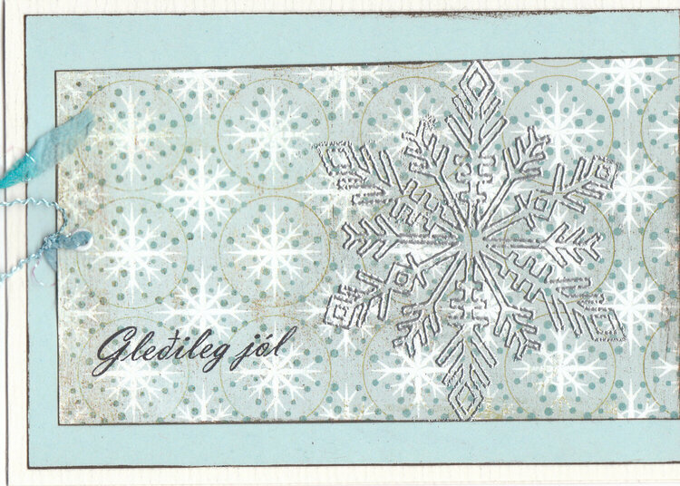 Yeah, blue and white christmas card...