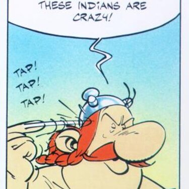 Obelix doing his favourite thing - with text