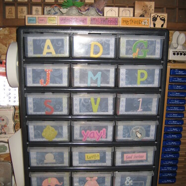 re-do of hardware organizer - chipboard letters