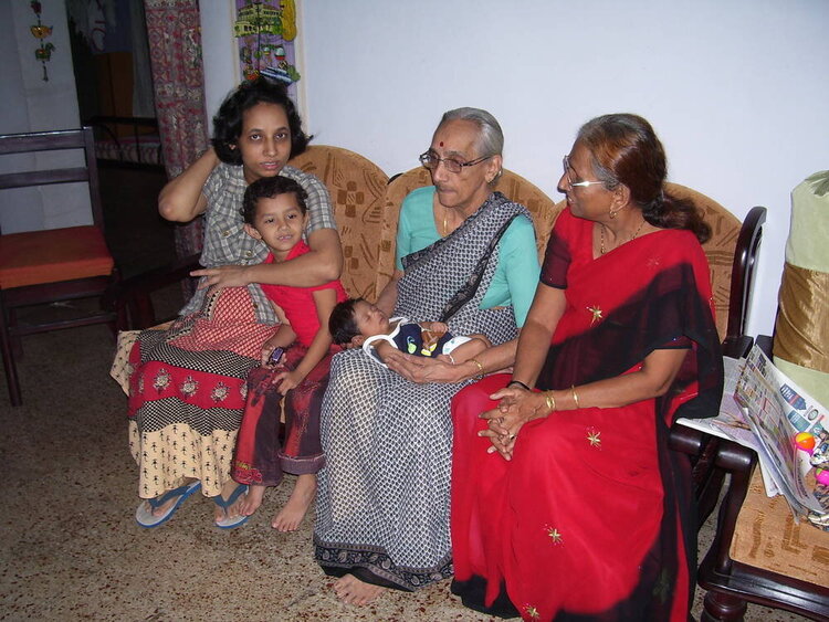 Disha with granny, aunt, mom  and niece