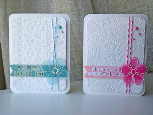 White with a splash of color baby cards