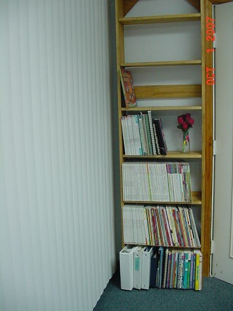 Magazine and book shelves