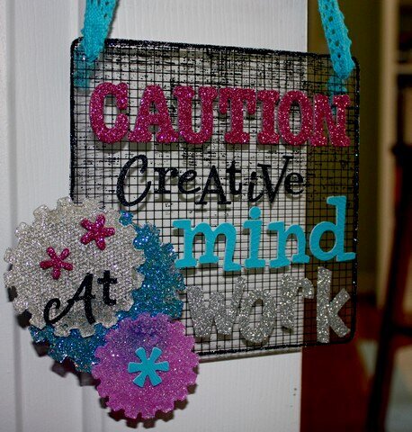 Caution: Creative Mind @ Work (Acrylic Door Hanger) - Closeup