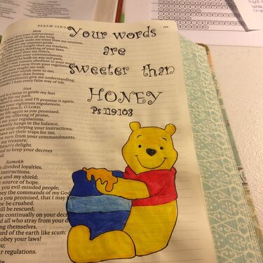 Bible art journaling Pooh Bear