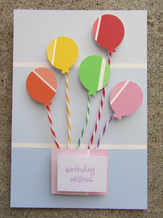 Paint Chip &amp; Twine Balloon Birthday Card