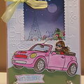 Girl on the road birthday card