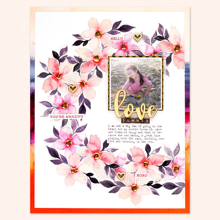 Love Summer Scrapbook Layout | Altenew