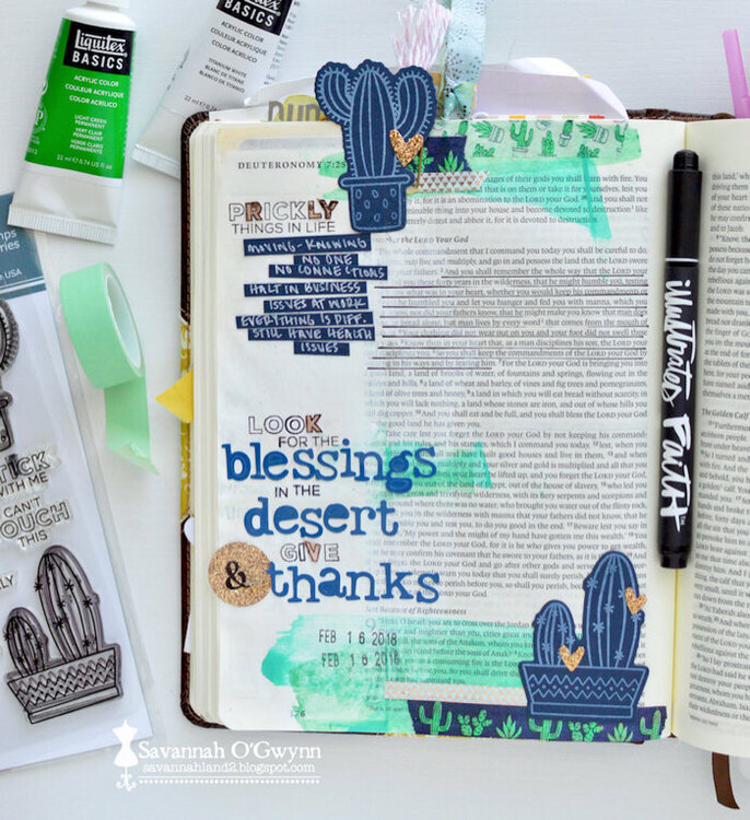 Look for Blessings, Give Thanks (bible journaling)