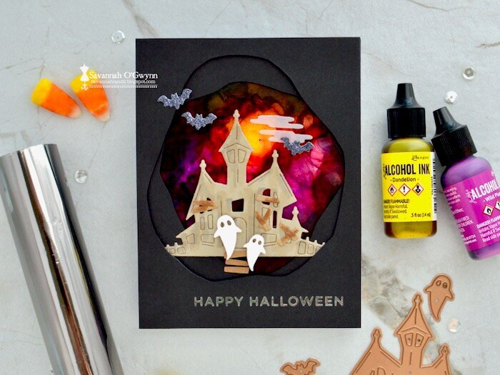 Haunted House (alcohol ink background)