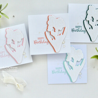 Birthday Flowers- CAS and Pop of Color card set