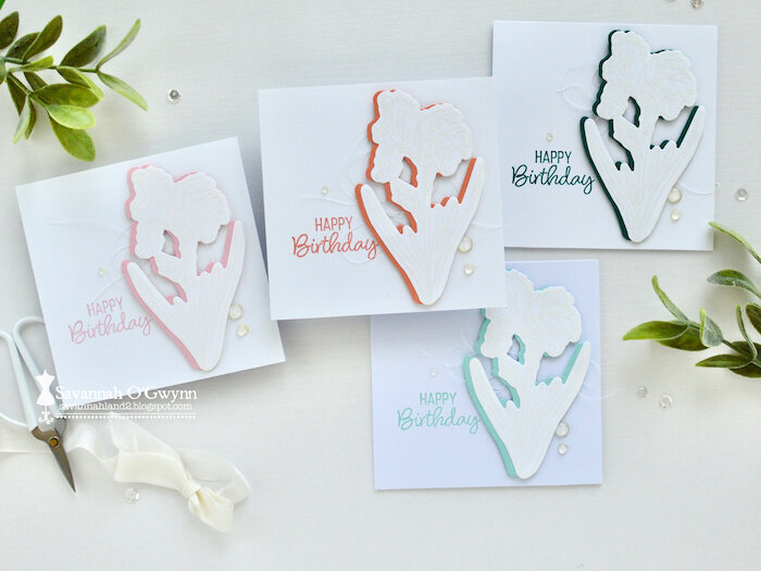 Birthday Flowers- CAS and Pop of Color card set