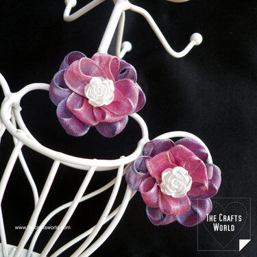Ribbon flower earrings