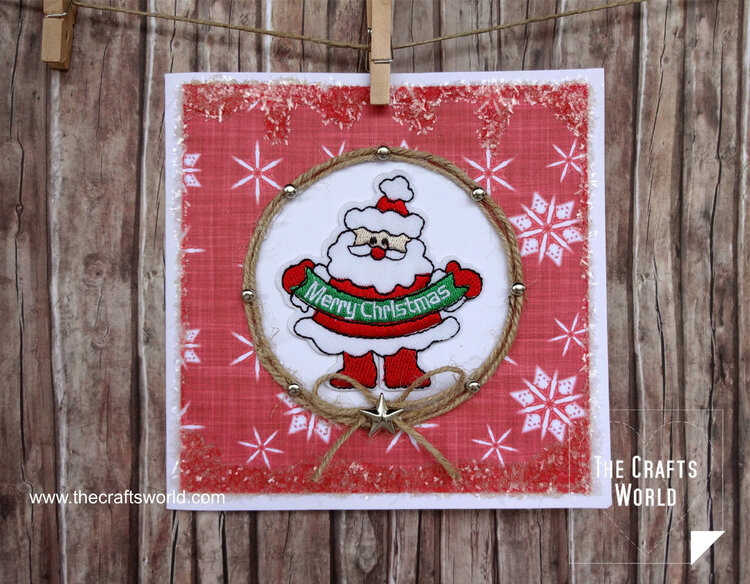 Christmas card with a Santa iron on patch