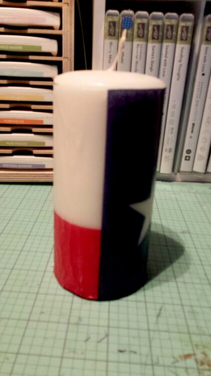 Back of Texas Flag Table Napkin Candle