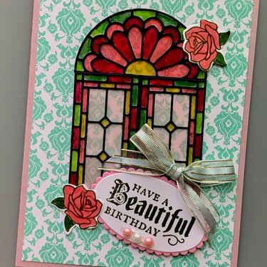 Stained glass windows birthday cards 