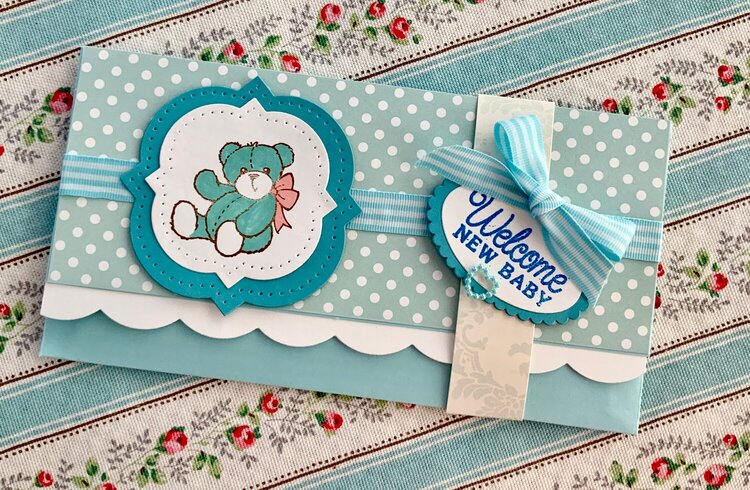 Welcome new baby boy envelope