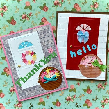 Door & flower basket card